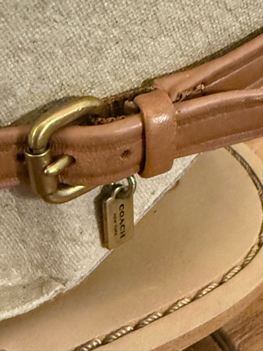 Coach Women’s Candace Tan Leather T-Strap Sandals with Gold Accent - Picture 7 of 9